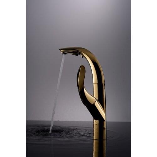 Dofaso Gold faucet Luxury Design European-Style Faucet Quality Pulling Hot And Cold Water Mixing golden Kitchen Faucet