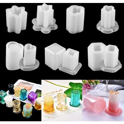 1set Toothpick Box Round Square Storage Box Mold Crystal Epoxy Silicone Mold Epoxy Resin Molds for DIY Craft Jewelry Making Tool