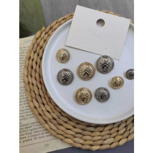 10pcs 15/18/20/23/25 mm golden gold color metal buttons garment coat sewing accessories buttons for clothing crafts