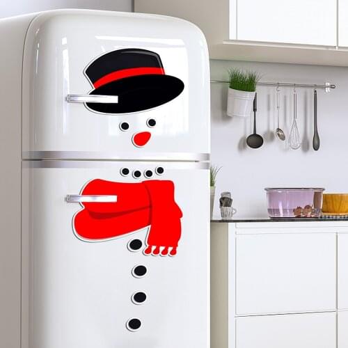2020 Magnetic Christmas Sticker Cute Snowman Face Waterproof PVC Snowman Wall Decals for Garage Door New Year Home Decorations