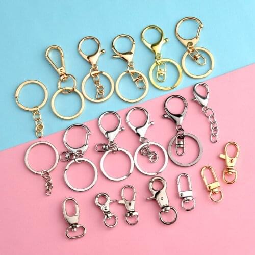 5pcs/lot 3cm Accessories For Jewelry Lobster Clasp Hook Keychain Split Keyring Jewelry For Diy Jewelry Making Accessories