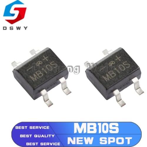 50PCS MB10S SOP-4 1000V 0.5A Bridge Rectifier New and Original IC
