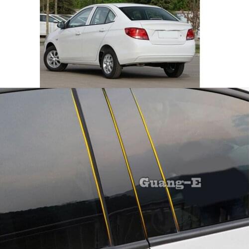 Car PC Material Pillar Post Cover Door Trim Window Piano Black Molding Sticker Plate Parts For Chevrolet Sail 3 2015 2016-2018