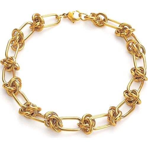 100% Stainless Steel Braid Knot Chain Bracelet For Women Men Gold/Silver Color Metal Braid Chain Bracelets Pulseras Mujer