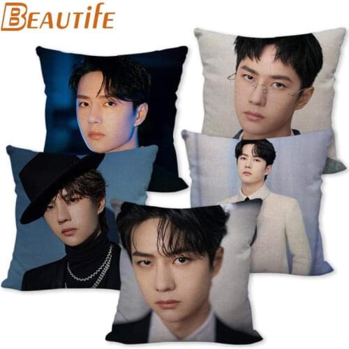 Custom YiBo UNIQ Nice Pillowcase Wedding Decorative Cotton Linen Pillow Case For Home Pillow Cover 45X45cm One Side