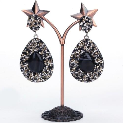 Dankaishi New Original Design Natural Stone Earrings Water Drop Earring for Women Rhinestone Crystal Accessories for Best Friend