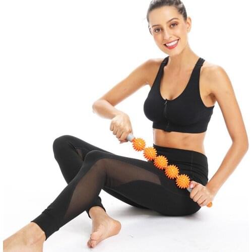 Long Thorn 5 Ball Fascia Stick And Wolf Tooth Stick Massage Muscle Relaxation Yoga Fitness Equipment