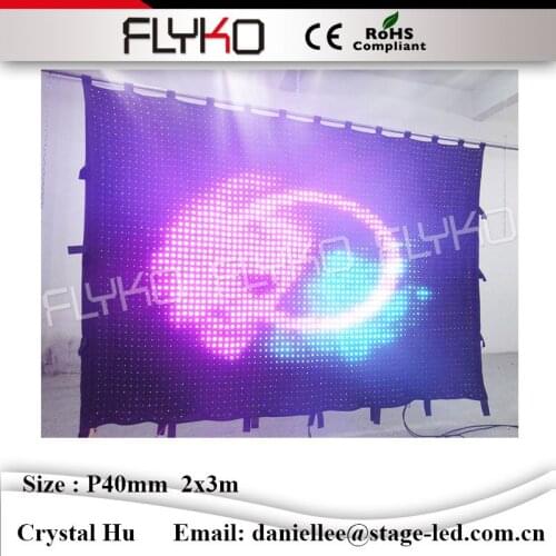 Affordable led video curtain size can be customized P40mm 2x3m waterproof suitable for concert bars dance halls party etc