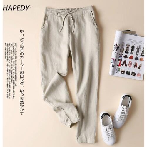 Женские льняные брюки HAPEDY China At AliExpress