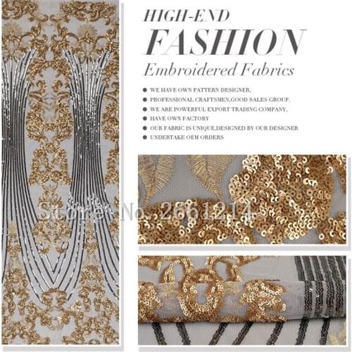 Good looking 6yds Bridal sequin Lace African Lace Fabric Flower Embroidery Nigerian Lace Fabrics For Wedding Dress BZL-19.0111