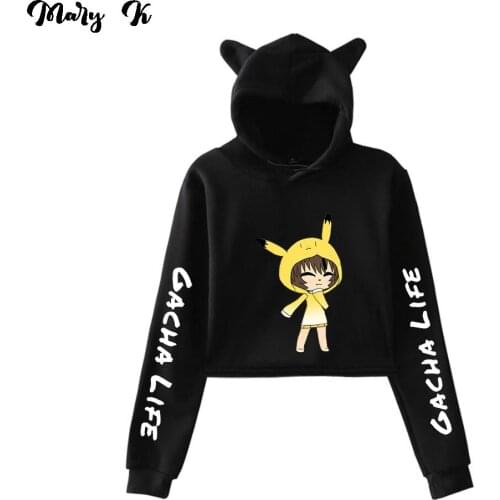 Kawaii Gacha Life Sweatshirt Women Girl Cat Cropped Hoody Cute Pullover short Womens Hoodie Gacha Life Hoodie