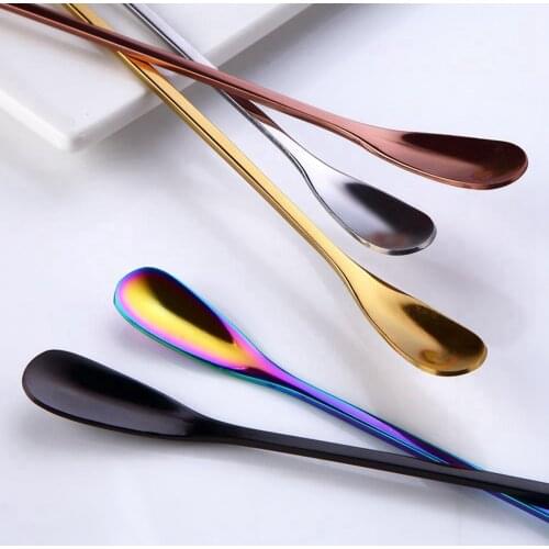 Ins Simple Style Coffee Spoon With Long Handle Colorful Coffee Scoops Dessert Teaspoon Stocked Kitchen Gadget Tool