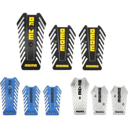 3PCS 1Set MOMO Style Car Racing Pedals Universal Manual Brake Pedal Foot Pedal Non Slip Sport Racing Accelerator Pedals