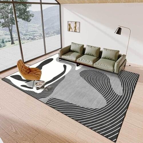 Modern Style Bedroom Bedside Area Rugs Black and White Gray Geometric Home Decor Carpet Bathroom Soft Plush Absorbent Floor Mats