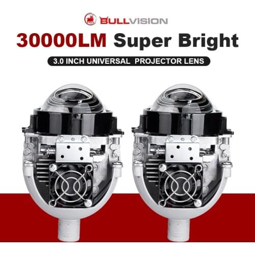 Bullvision H4 H7 9005 9006 Projector Light 3.0 inch MINI Auto Bi LED Projector lens Headlight 90W 6000K 30000LM HID Led Bulbs