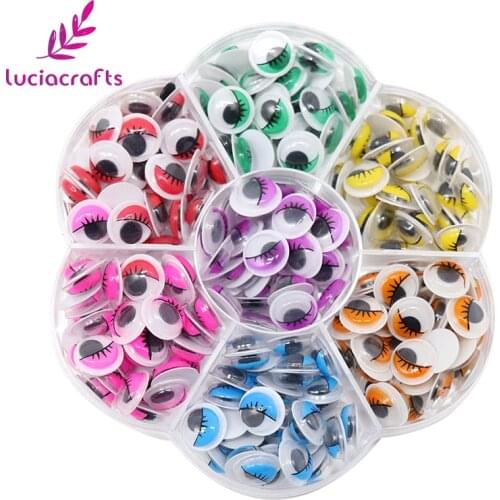 Lucia crafts 10mm Round Eyelash Eye Wobbly Googly Eyes DIY Toy Dolls ( About 240pcs ) K0915
