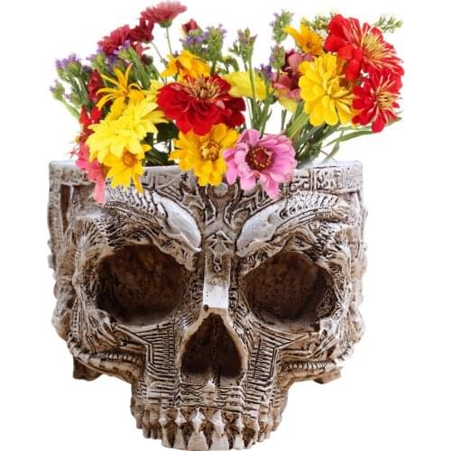 [MGT] P-Flame hand-carved flower pots skull decorative ornaments items storage tank resin sculpture modern home decoration