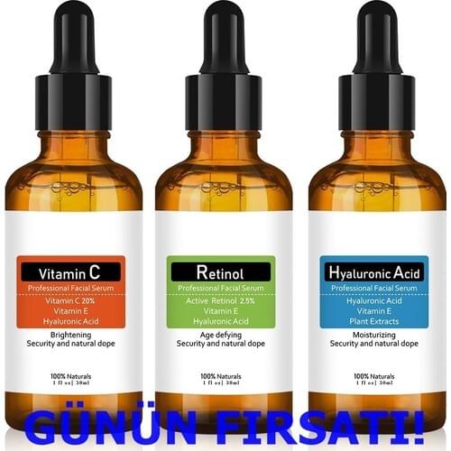 Natural Serum Set-Hyaluronic Acid+Retinol+Vitamin C! triple pack perfect beauty opportunity product
