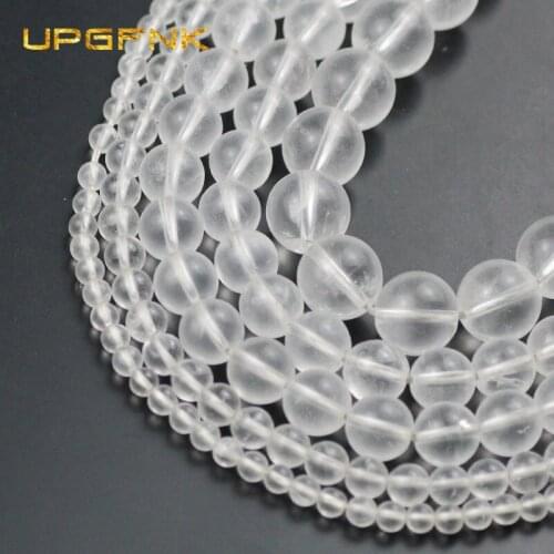 Natural Matte White Rock Crystal Quartz Stone Beads 4/6/8/10/12MM Round Loose Beads For Jewelry making DIY Bracelets Necklace