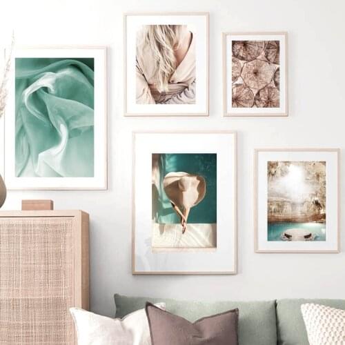 Natural Landscape Pottery SOFT AQUA Girl Nordic Posters And Prints Wall Art Canvas Painting Wall Pictures For Living Room Decor