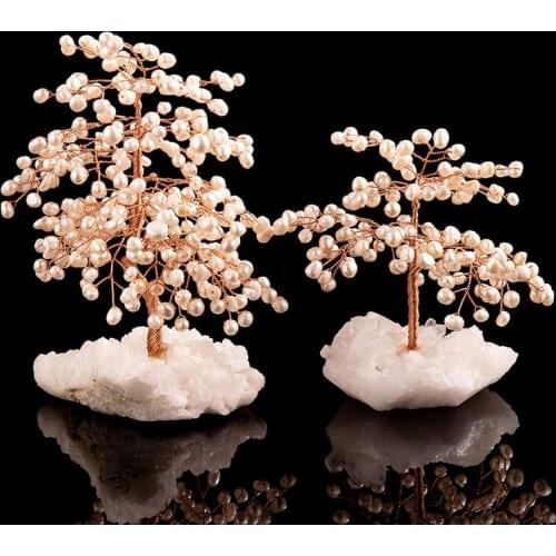 Natural Pearl Fortune tree White crystal Money tree business craft gift ornaments Desk Decoration Lucky Money Tree Pearl decor