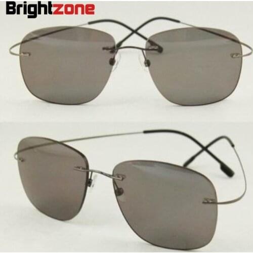 New Arrival Free Shipping 9 Colors Rimless Non-screw Memory Titanium Flexible Polarized Sunglasses Myopia Prescription Glasses