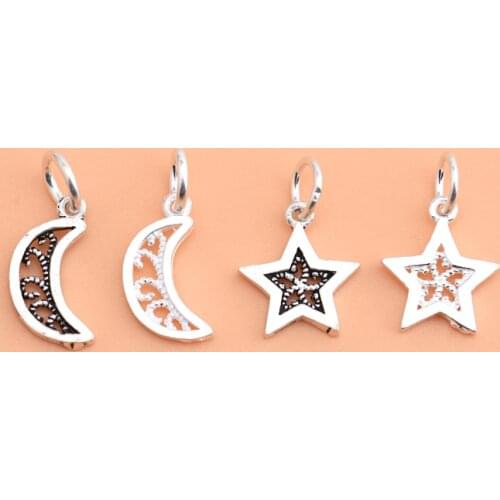 Star and moon pendant 925 Sterling Silver Tartan Silver Jewelry Pendant, handmade diy jewelry material bracelet accessories