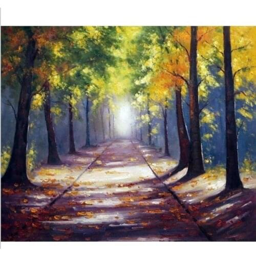 Handpainted Landscape oil painting Impression painting avenue Free shipping