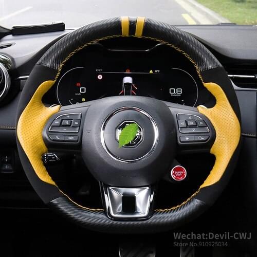DIY for MG 6 Hand-Stitched Leather Suede Carbon Fibre Car Steering Wheel Cover Interior Accessories Automotive interior