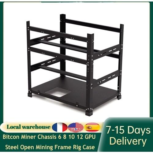 Bitcon Miner Chassis 6 8 10 12 GPU Steel Open Mining Frame Rig Case Kit for Up Crypto Coin Bitcoin Computer ETH Mineria Mining C