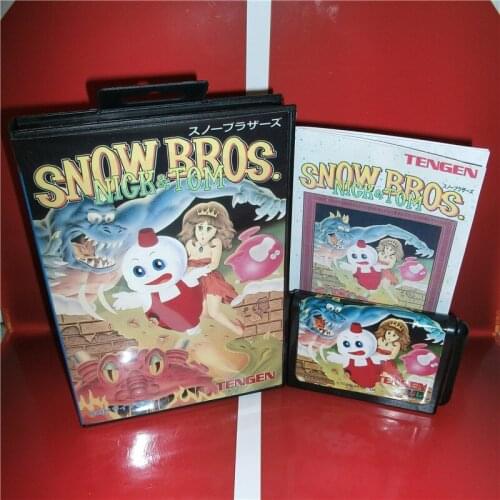 Snow Bros. Japan Cover with box and manual For Sega Megadrive Genesis Video Game Console 16 bit MD card