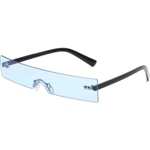 2020 New Fashion Retro Frameless Sunglasses Vintage Brand Design Female Clear Blue Pink Rectangular Sun Glasses for Women UV400