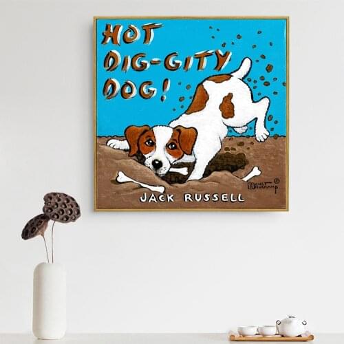 Modern Minimalist Quotes Hanging Wall Art Dog Posters and Prints Hot Dig Gity Dog Canvas Print Wall Painting Kids Room Decor