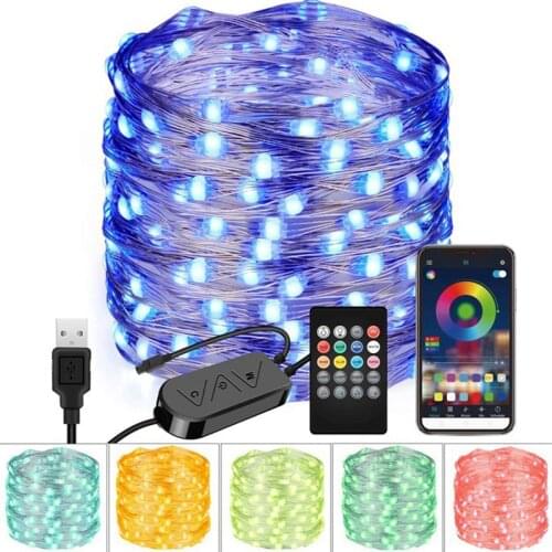 10/20M USB LED String Light Bluetooth-compatible App Control RGB Waterproof Outdoor Fairy Lights For Christmas Tree Decoration