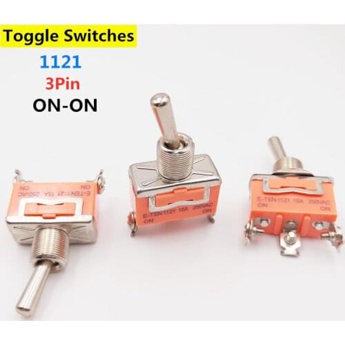 High quality 1PCS E-TEN1121 15A/250V 3-pin miniature toggle switch rocker switch orange for car speaker PC copper contactor