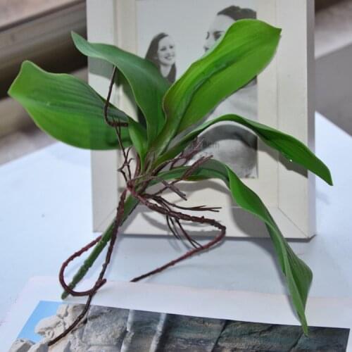 High quality Artificial flower Orchid leaves PU gluing texture leaves DIY potted flower arrangements