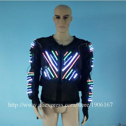 Colorful Led Light Up Armor Ballroom Costume Luminous Robot Suit Dance Wear Clothes For Party DJ Stage Show