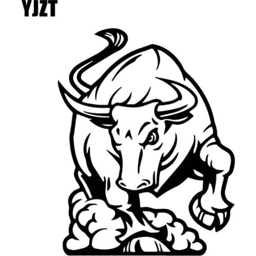 YJZT 12.9CM*16.5CM A Strong Bull Car Door Accessories Vinyl Decal Decor Car Stickers Black/Silver C4-2185