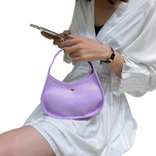 Women Clutch Bag Retro Solid Color Baguette Bag Wild Fashion Metal Buckle Dinner Shoulder Bag Handbags