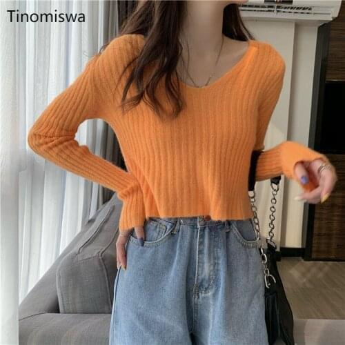 Korean Style 2021 Autumn New Sweater O Neck Long Sleeve Solid Color Knitting Pullover Women Fashion Slim All Match Tops A484