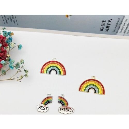 10pcs Rainbow Enamel Metal Charms Pendant For Earring Making Colorful Drop Oil Dangle DIY Bracelet Jewelry Accessory Craft FX183