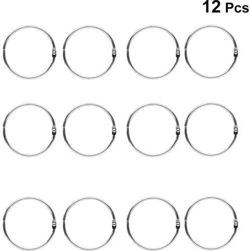 12pcs/set Hanger Metal Curtain Shower Rings Bathroom shower linen Hooks Silver Paper Book Loose Leaf Binder Ring Key Ring 50mm