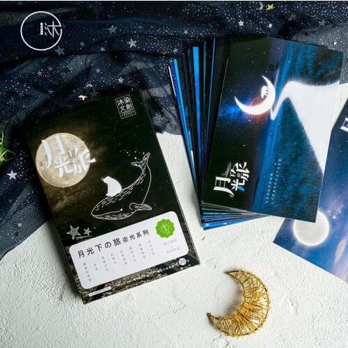 30Sheets/Set Creative Moonlight Travel Postcard/Greeting Card/Message Card/Birthday Letter Envelope Gift Card