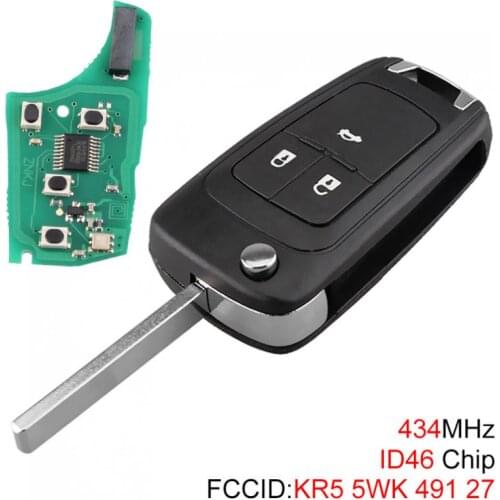 434MHz Foldable Car Remote Key Fob with ID46 Chip for 2010-2015 Astra J/2014-2016 Corsa E /2009-2015 Insignia/2012-2016 ZafiraC