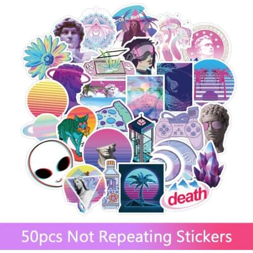 50pcs/set Vapor Wave Stickers Trendy VSCO Stickers Cute Girl Rainbow Waterproof Vinyls Stickers Toys Holiday gift Gift