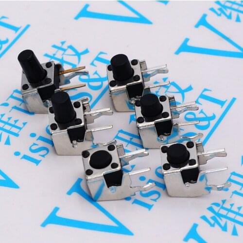 6x6xH=4.3/5/6/7/7.5/8/9/9.5/10/11/12mm High Right Angle 4PIN Tactile Tact Push Button Micro Switch Direct Plug-in Self-reset DIP