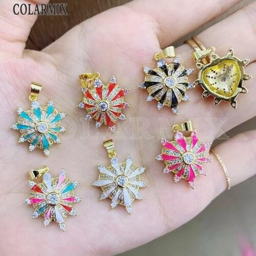 8 Pieces Enamel Heart shape pendant Zircon Pendant Tiny Pendant Jewelry Pendant Accessories Necklace 51697