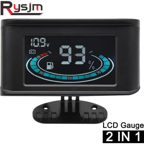 H 2 In 1 LCD Car Digital ALARM Fuel Gauge + Voltmeter Volt Water 12v/24v universal digital fuel levelmotorcycle fuel meter parts
