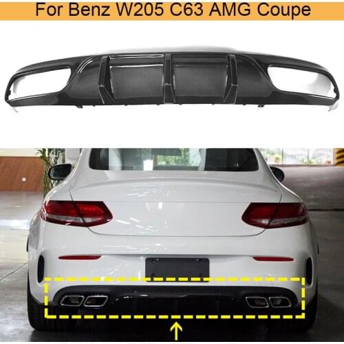 Carbon Fiber Car Rear Bumper Diffuser Lip Spoiler for Mercedes Benz C Class C205 C63 AMG Coupe 2 Door 2015-2019 Rear Diffuser