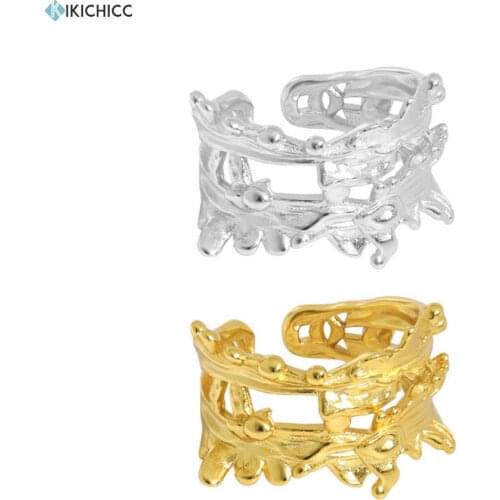 KIKICHICC 925 Sterling Silver Rock Punk Geometric Irregular Resizable Rings Women Fashion Fine Jewelry 2021 Gift Round Jewels